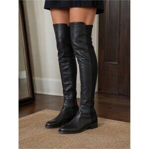 Stuart Weitzman 5050 Black Leather Over the Knee Stretch Boots in Womens Size 6